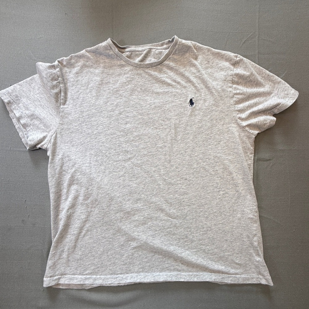 Polo Ralph Lauren Short Sleeve Crewneck T-Shirt Heather Gray Navy Pony Logo 2142